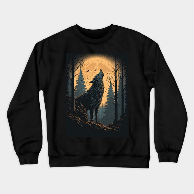Werewolf Howling in front of the moon Crewneck Sweatshirt by adencatalina51